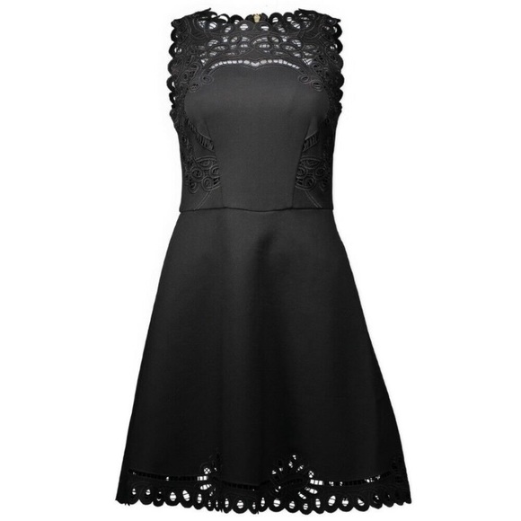 Ted Baker Verony Embroidered Skater Dress in Black - Picture 12 of 16
